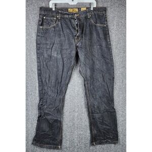 Evolution Jeans Men 40x32 Dark Wash Straight Leg Denim Artisan Black Gray